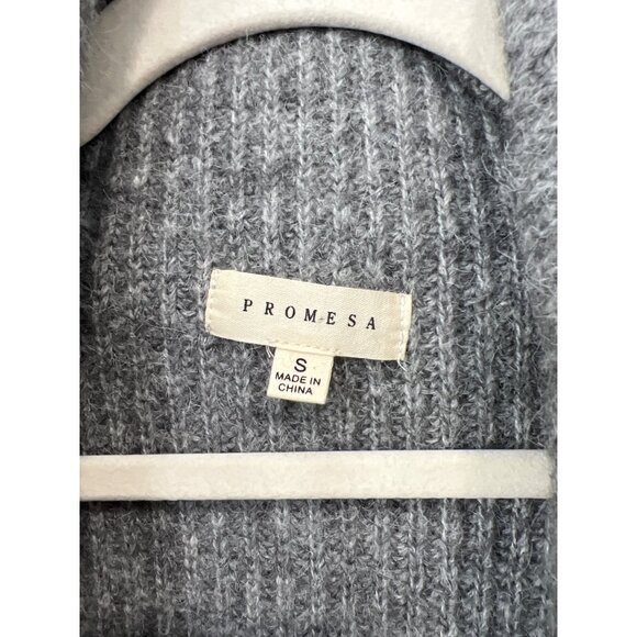 Promesa Ribbed Knit Open Front Cardigan Sweater Size Small Long Sleeve Gray Cozy - Picture 3 of 7